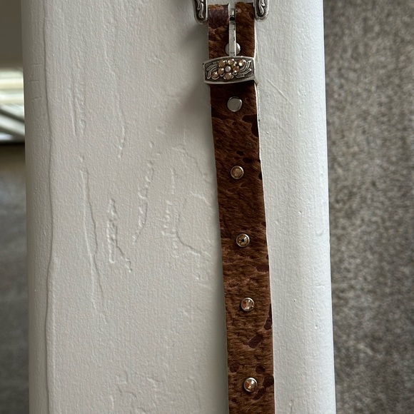 Calf leather brown belt with silver trim by White Sand - Picture 4 of 4